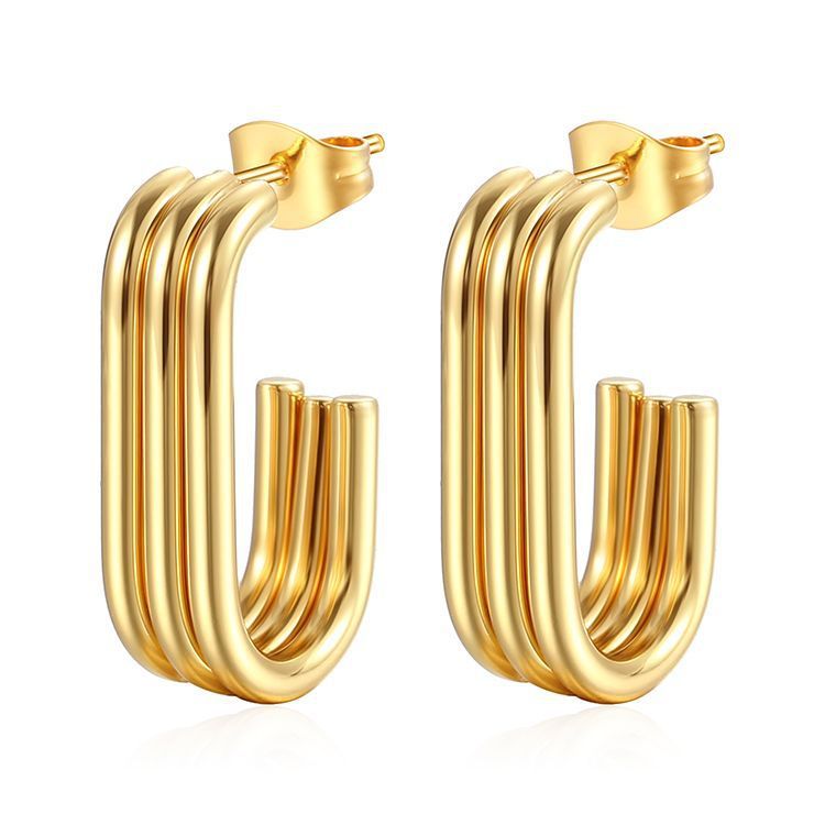 Multi-layer Stainless Steel Earrings For Women, Trendy And Versatile Patchwork